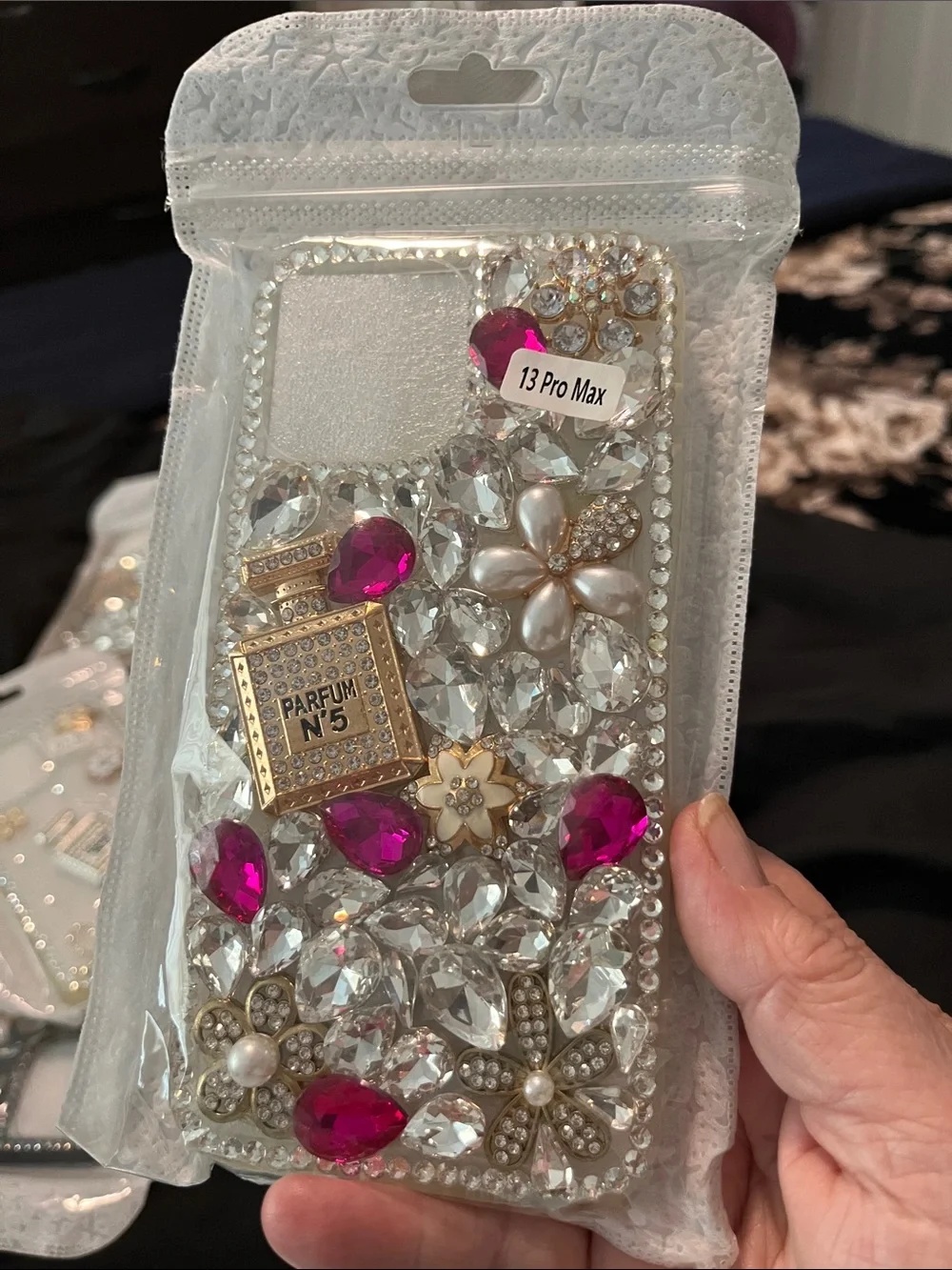 Bejeweled Pink & Clear Crystal Phone Case for 13 Pro Max